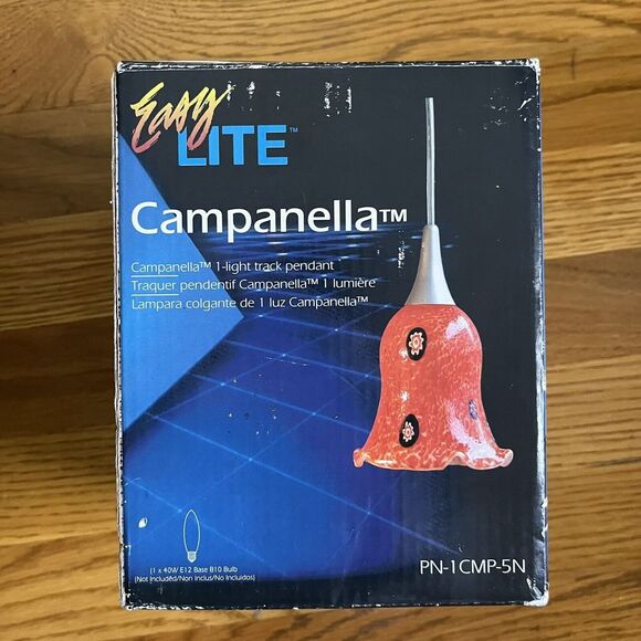 Easylite Campanella Pendant Light - Red - Italian Design w/ Murrini Insert - NEW - Picture 1 of 10